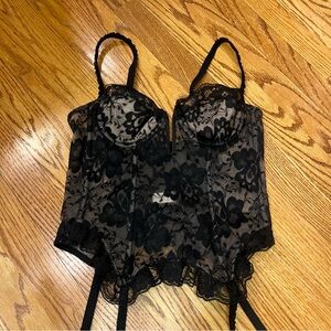 Victoria’s Secret Black Lace Corset Top 34B Vintage 90s
